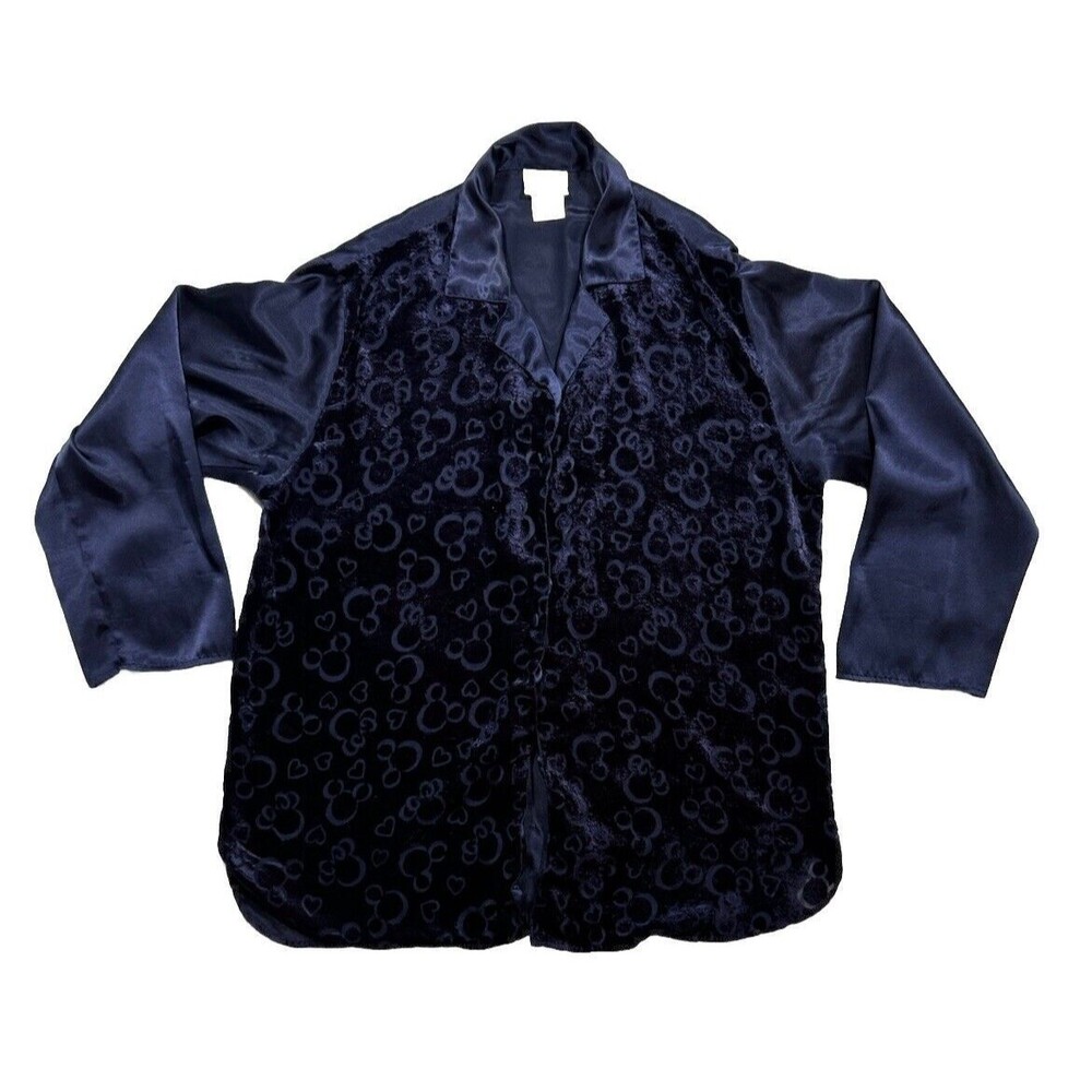 Vintage Disney Parks Button Up Shirt, Women’s Navy Sz L Mickey & Minnie